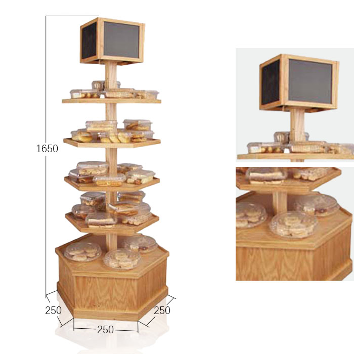 Wooden Bread Display Rack for Floor Standing Point of Sale