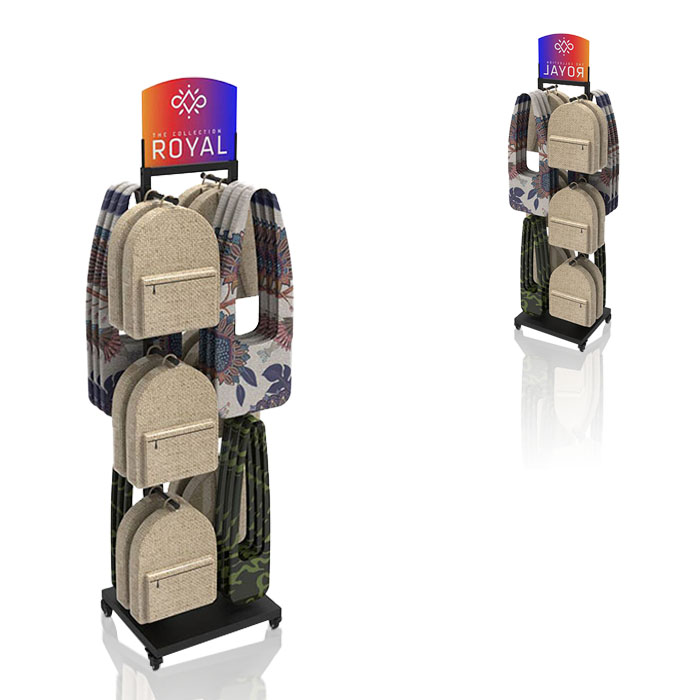 Bag Display Shelf with POP Floor Display and Metal Shelving
