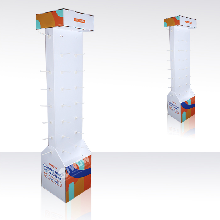 Custom Cardboard Display Rack with Hooks for Mobile Accessories