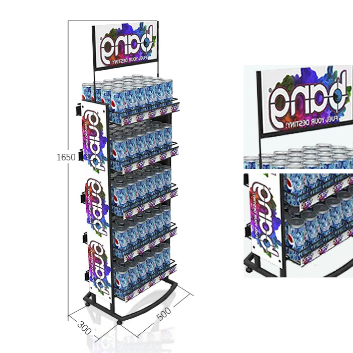 Christmas Pepsi Display with Wheels and Metal Store Display Racks