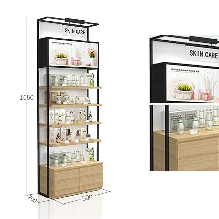 Floor Standing Metal Display Stand Shelves for Skincare