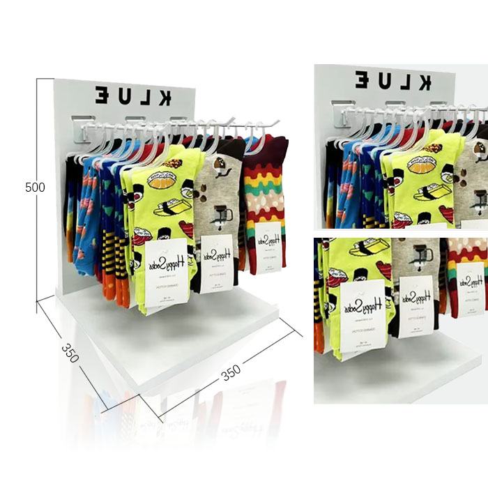 Tabletop Sock Display Stand with Wooden Point of Sale Design