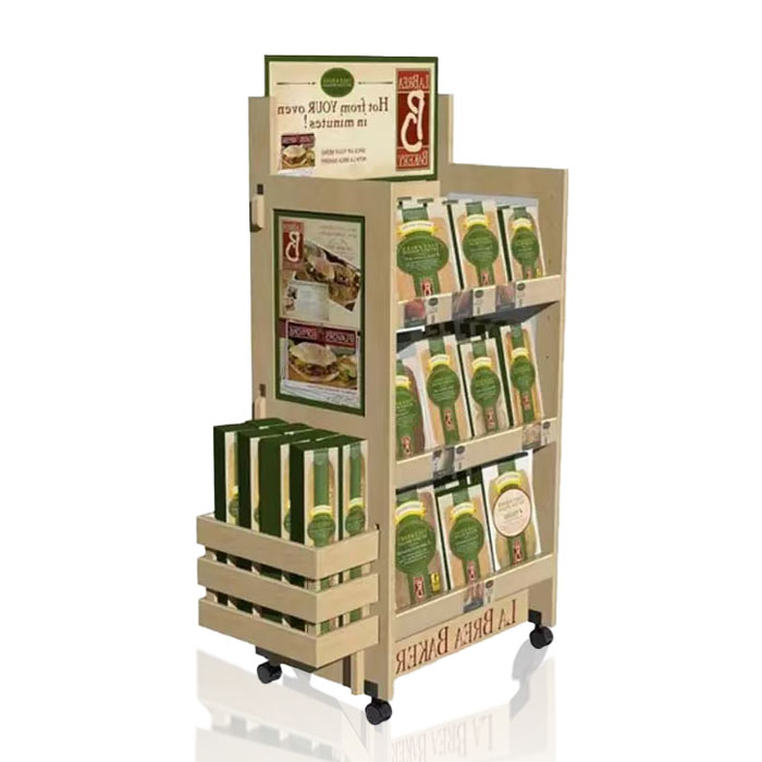 Wooden POS Floor Display Rack Stand for Bread