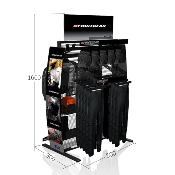 Garment Display Stand for Retail with Hanging Displays and Steel Shelving