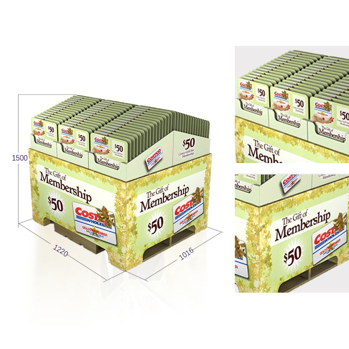 Corrugated Pallet Gift Card Display Stand for Costco