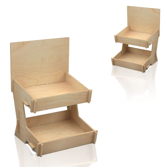 Countertop Product Display with Plywood and Two-Tier Stand
