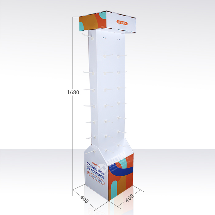 Custom Cardboard Display Rack with Hooks for Mobile Accessories