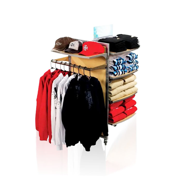 4 Way Clothing Rack with Stand on Wheels and Metal Display Stand
