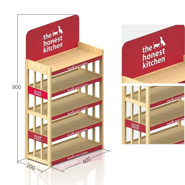 Pet Shop Display Units with End Cap and Wooden Racks