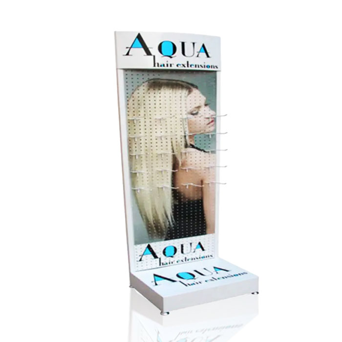 Hair Extensions Display with Display Peg Board and Metal Stand with Hooks