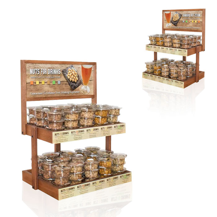 Nuts Display Stand with Countertop and Wooden Shelf Unit