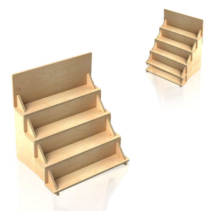 4 Tier Display Rack with Bamboo and Custom Countertop Options