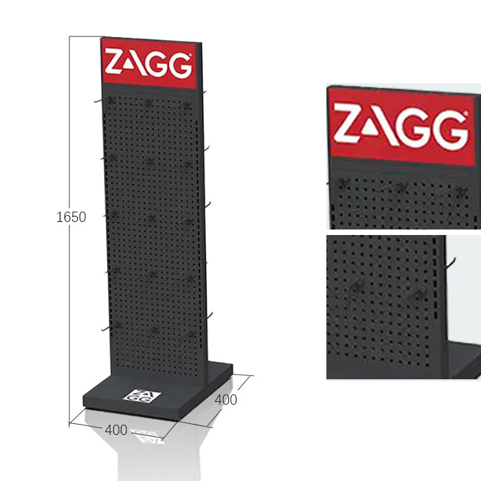 Black Metal Retail Pegboard Display Rack Stand for Batteries