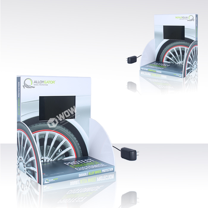 Acrylic Tire Counter Display Stand with LCD Screen