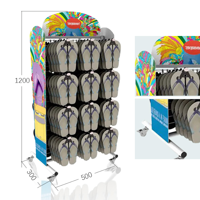 Slipper Display Stand for Shop with Peg Hook and Wire Merchandise Rack