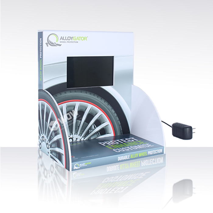Acrylic Tire Counter Display Stand with LCD Screen