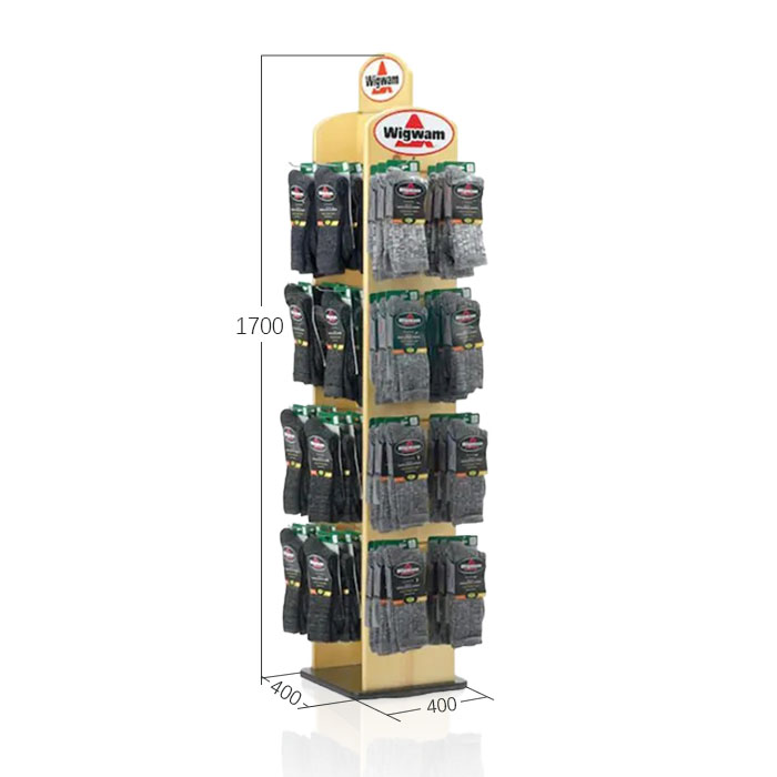 Glove Display Rack with Floor Spinner and Plywood Display Rack