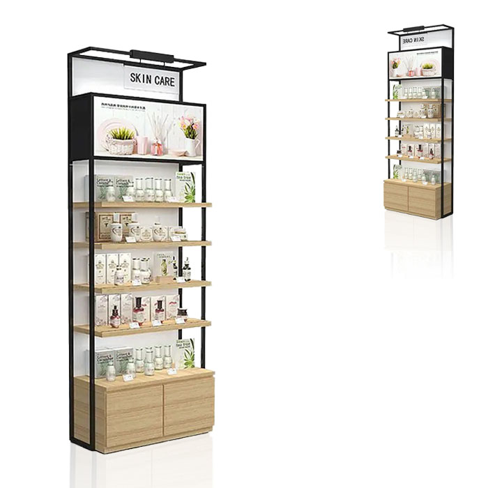 Floor Standing Metal Display Stand Shelves for Skincare
