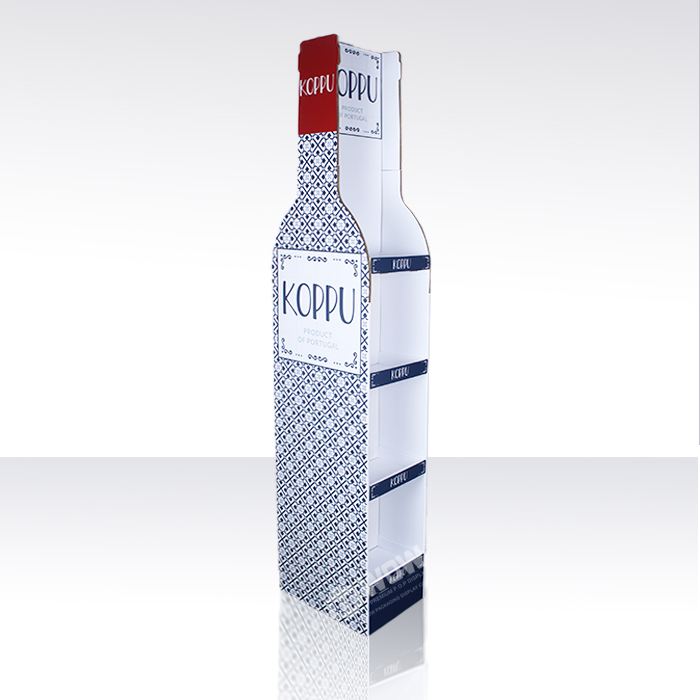 Corrugated POP Freestanding Wine Bottle Display Rack