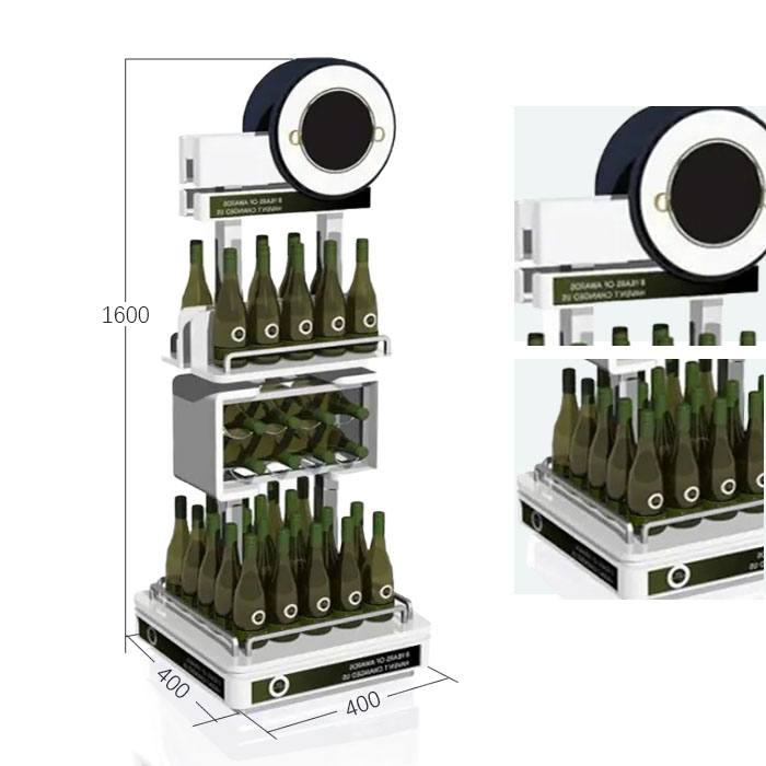 Beverage Display Stand with Metal FSDU and Point of Sale Shelf