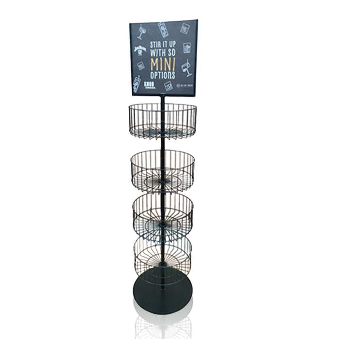 Wire Dump Basket Bin with Round Spinner for Stationery Stores