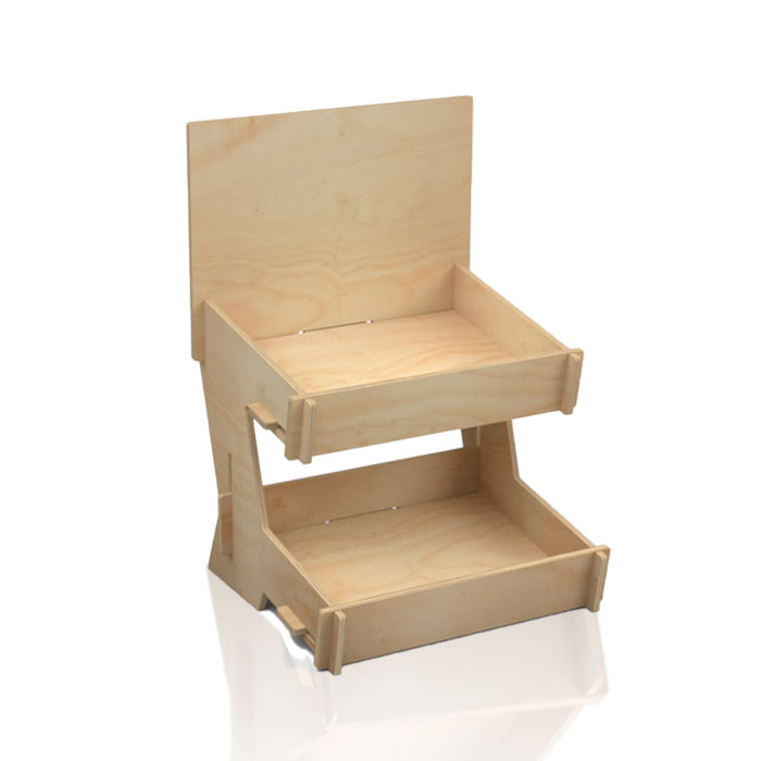 Countertop Product Display with Plywood and Two-Tier Stand