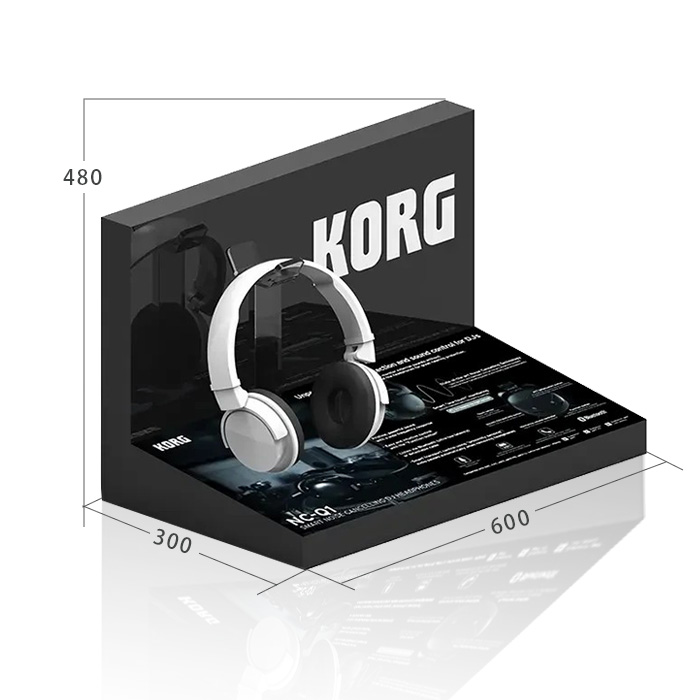 Custom Acrylic Headphone Display Stand with Tabletop POP Shelf