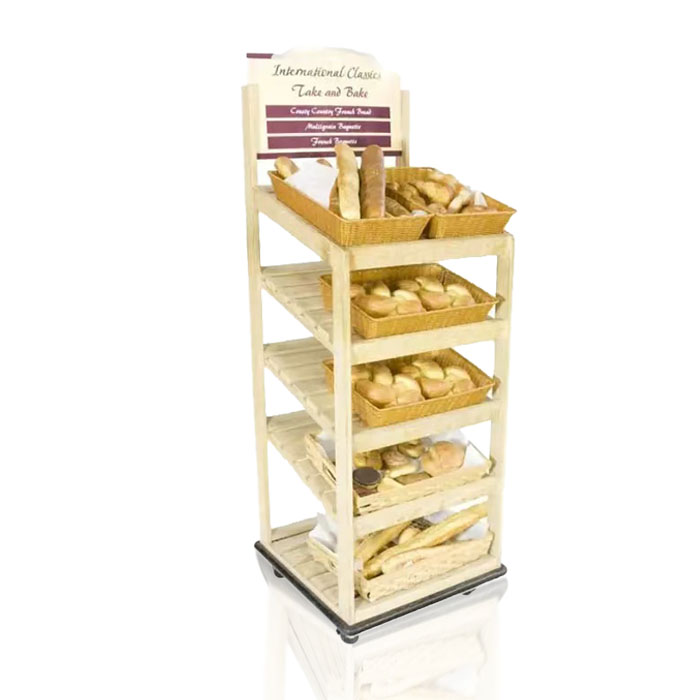 Wooden Bread Display Stand with Floor POP Options