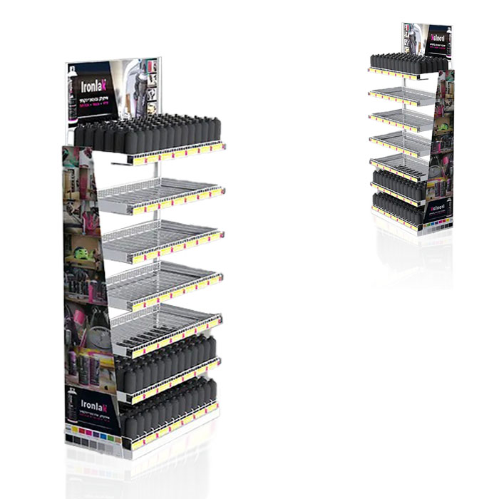 Bottle Display Stand with Retail Floor Options and Wire Shelves
