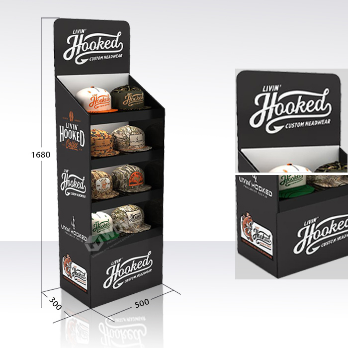 Floor Standing Cardboard Hat Display Rack