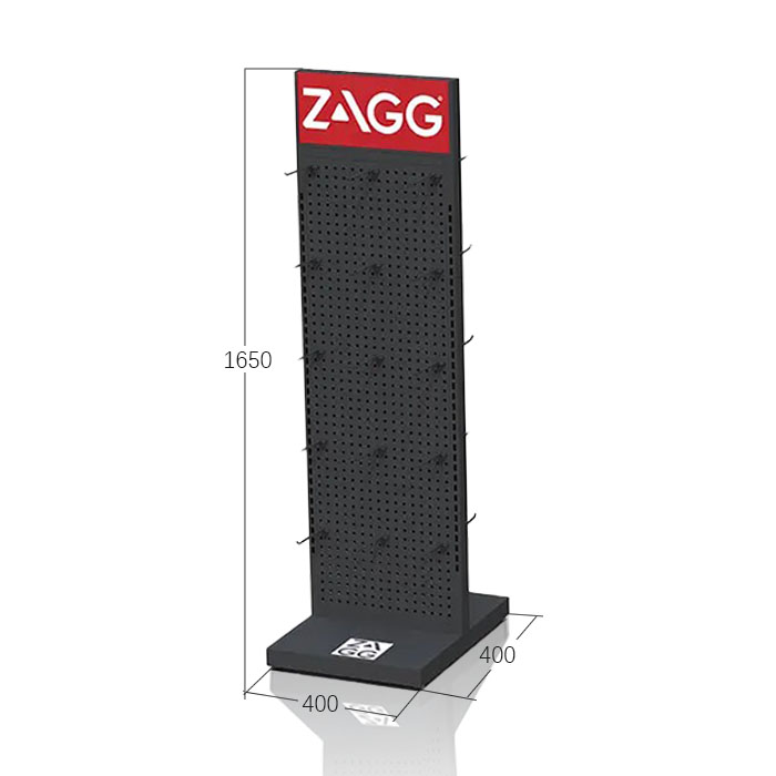 Black Metal Retail Pegboard Display Rack Stand for Batteries