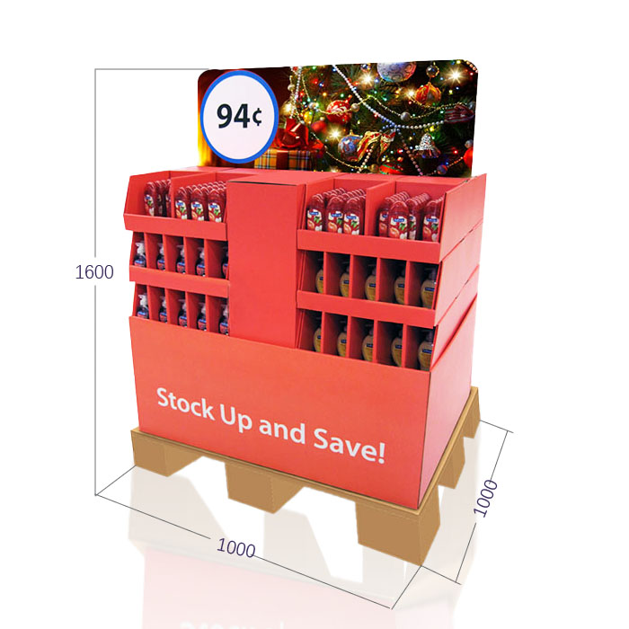 Christmas Cardboard Display Stand with Half Pallet for Costco