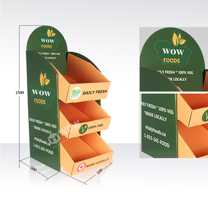 Counter Food Display Stand with Folding Cardboard 3-Tier Design