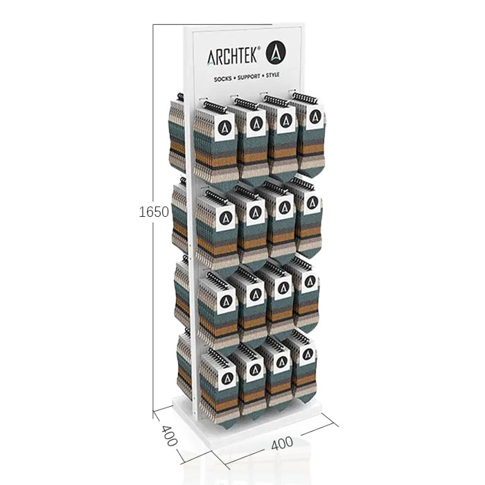 Hanging Promotional Retail Sock Display Rack with Wood Design