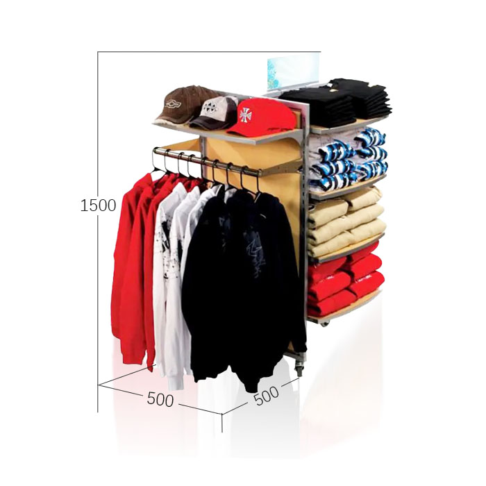 4 Way Clothing Rack with Stand on Wheels and Metal Display Stand