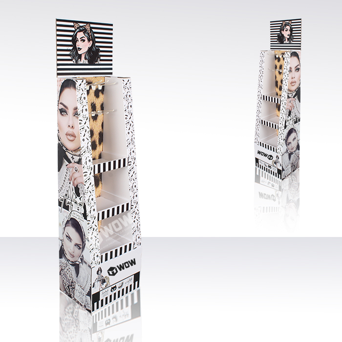 Cardboard Shelf Makeup POP Floor Display Stand for Retail Stores