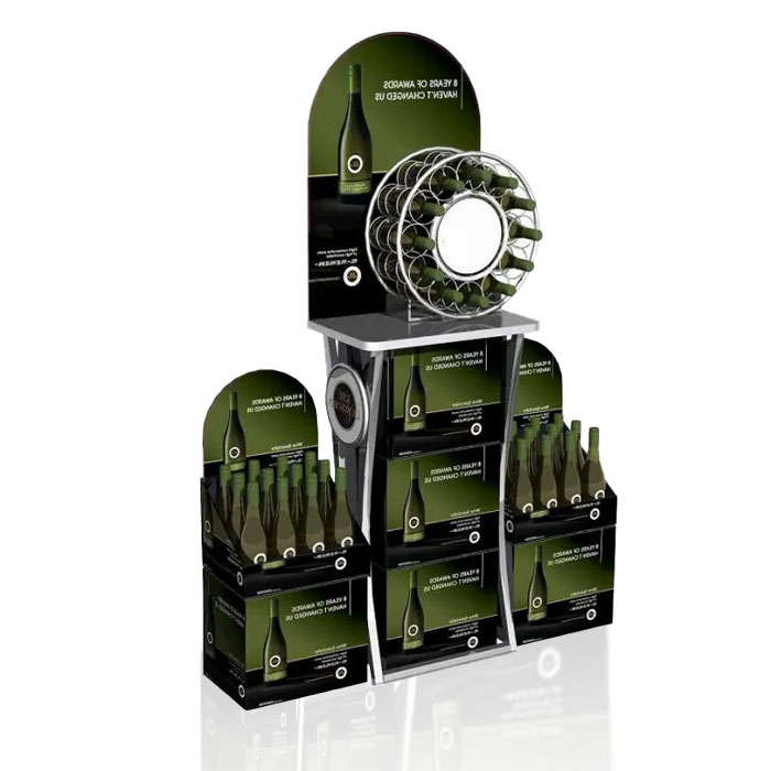 Bottle Shelf Display with Floor Standing Stands and Wire POP Displays