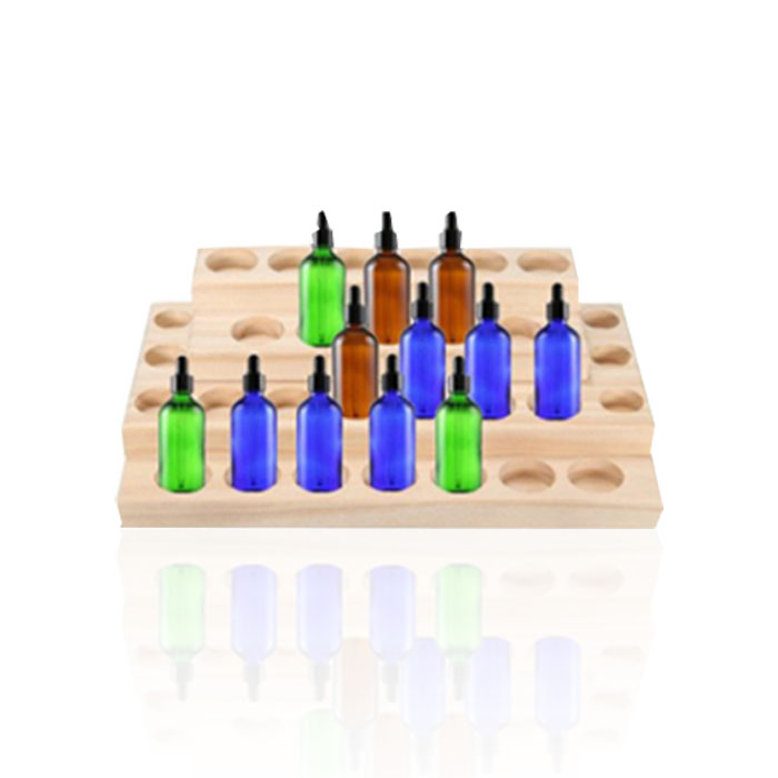 Essential Oil Retail Display with Tiered Wooden Stand