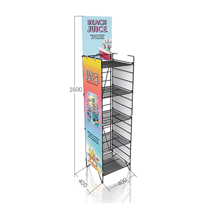 Juice Display Rack with Wire POP and Floor Display Features