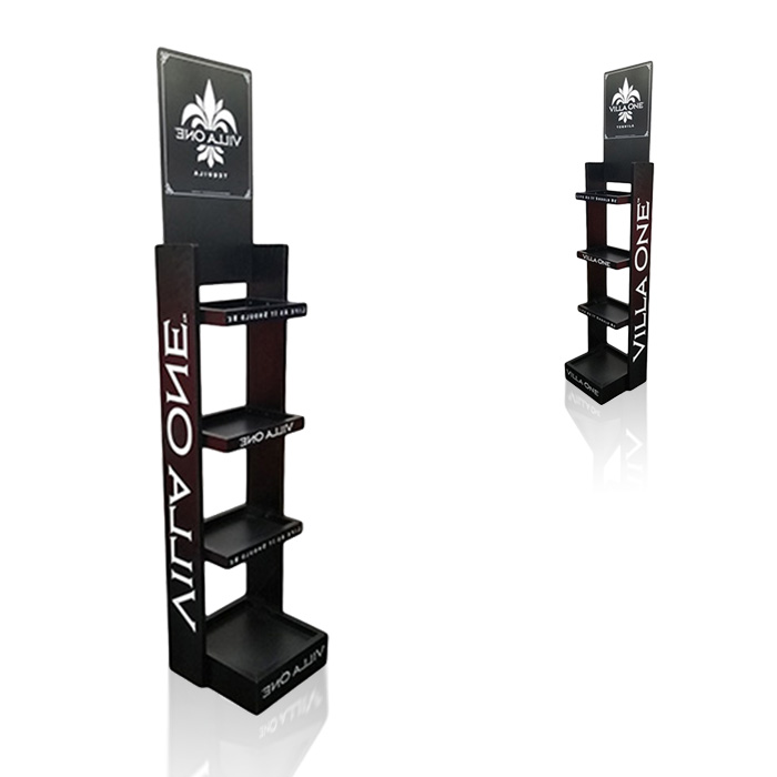 Metal Floor-Standing Liquor Bottle Display Rack with Shelving