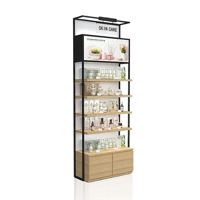 Floor Standing Metal Display Stand Shelves for Skincare