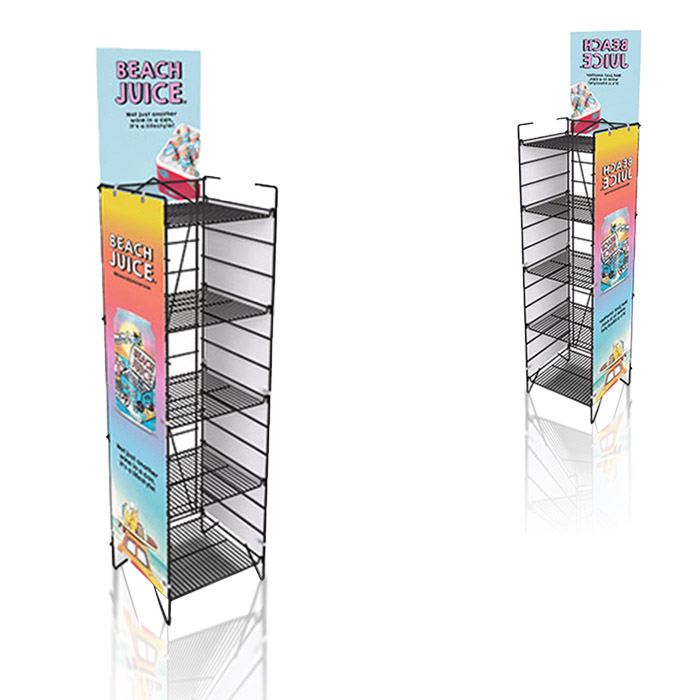 Juice Display Rack with Wire POP and Floor Display Features