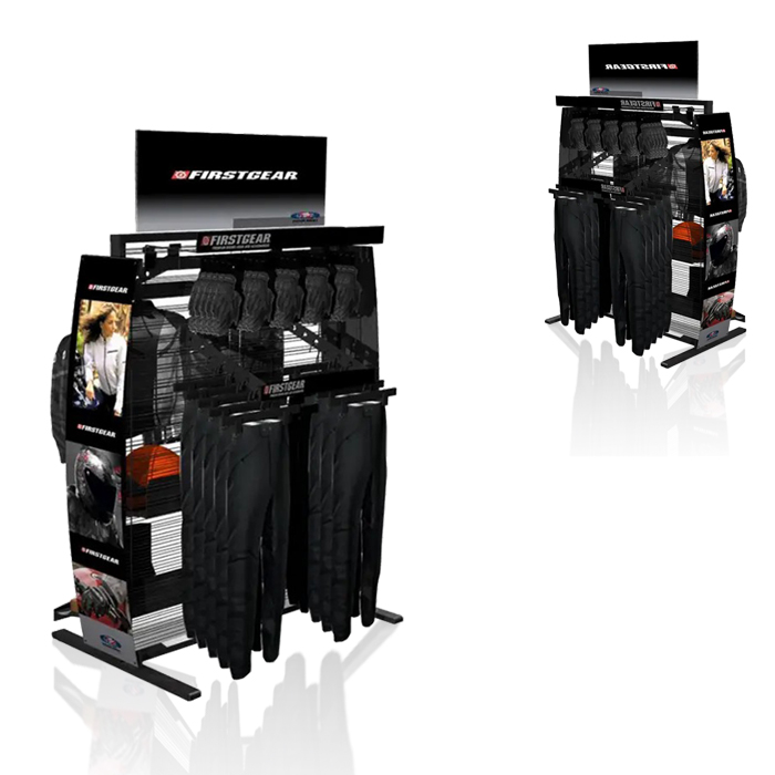 Garment Display Stand for Retail with Hanging Displays and Steel Shelving