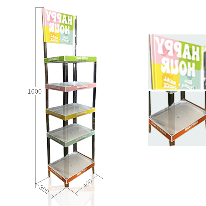Plastic Point of Sale Display Rack for Tiered Beverage Merchandisers