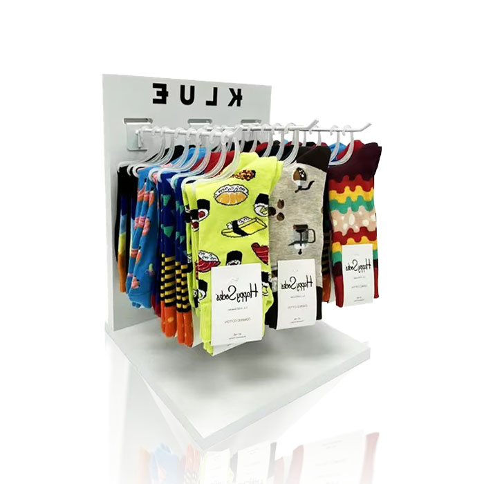 Tabletop Sock Display Stand with Wooden Point of Sale Design