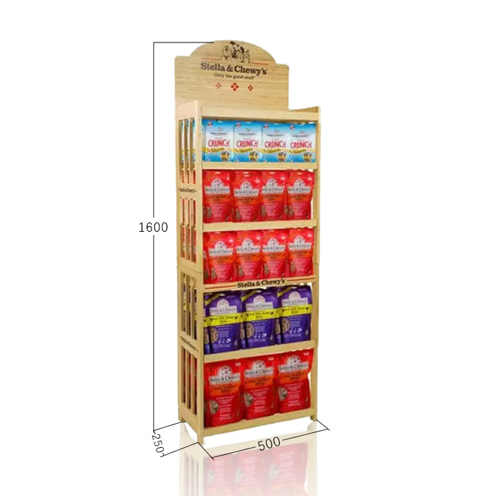 Dog Food Display with Floor Stand and Wooden POS Design