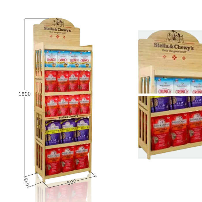Dog Food Display with Floor Stand and Wooden POS Design