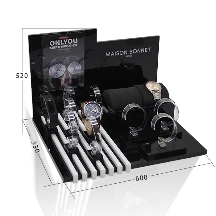 Acrylic Watch Display Stand with Tiered Countertop Design