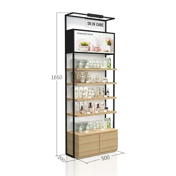 Floor Standing Metal Display Stand Shelves for Skincare