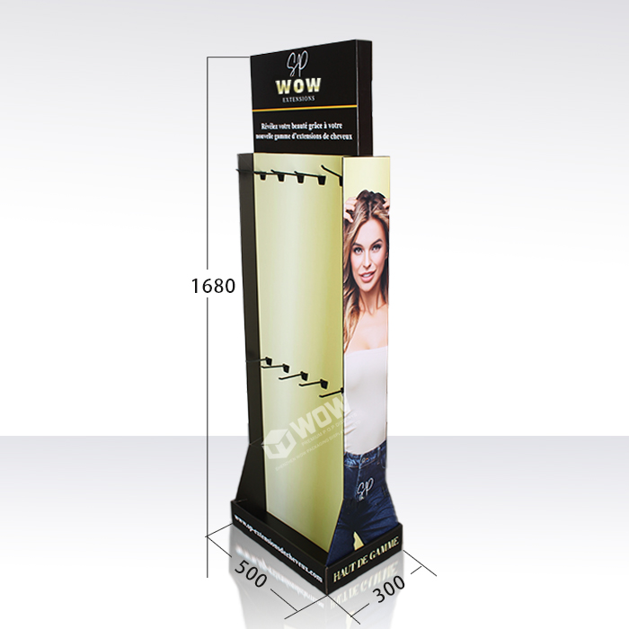 Custom Cardboard Hair Extension Display Rack with Pegboard Design